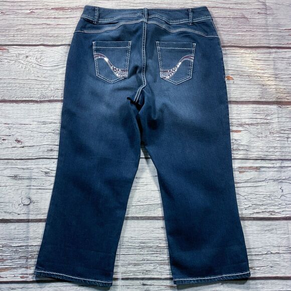 Lane Bryant Womens Jeans 16 new nwt $65 Dark Wash Capris Genius Cotton Stretch - Picture 8 of 9